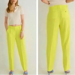 J. Crew Essential Trouser Wide Leg Pant in City Crepe in Lemon Sorbet Size 8 NWT
